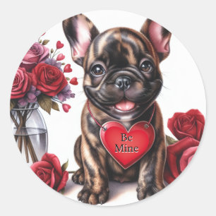 Pegatina Redonda El día de San Valentín Personalizar Texto Bulldog 