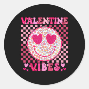 Pegatina Redonda El día de San Valentín Retro Corazón Valentine Vib