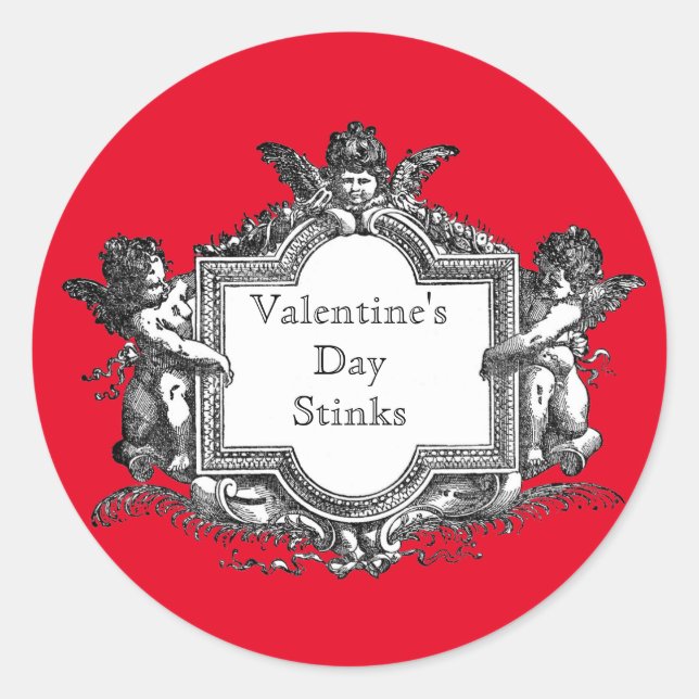 Pegatina Redonda El día de San Valentín Stinks (Anverso)