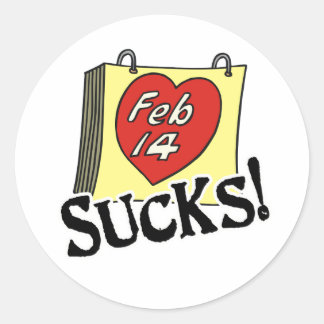 Pegatina Redonda El día de San Valentín Sucks Pegatinas