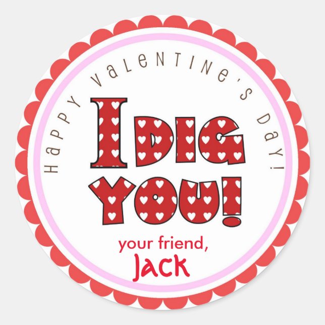 Pegatina Redonda El día de San Valentín, te cago pegatinas (Anverso)