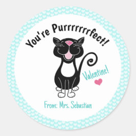 Pegatina Redonda El día de San Valentín Tuxedo Cat Eres un hijo per