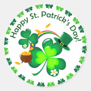 Pegatina Redonda El día de St Patrick feliz