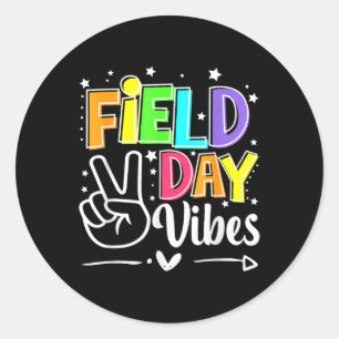 Pegatina Redonda El Día Del Campo Vibes Gracioso Para Los Niños Mae