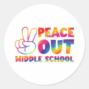 Pegatina Redonda El Día Del Colegio Pasado, Peace Out Middle School