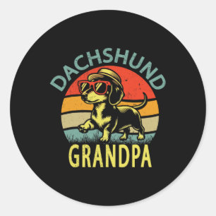 Pegatina Redonda El día del padre del abuelo de Dachshund, una époc