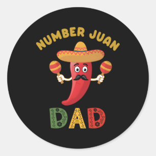 Pegatina Redonda El Día del Padre Funny Número Uno Juan Papá Mexica