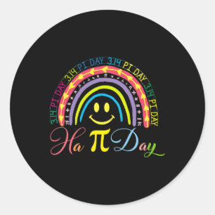 Pegatina Redonda El Día Del Pi Número De Matemáticas Arcoiris Feliz