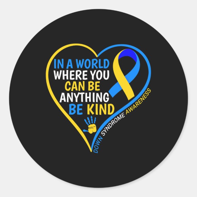 Pegatina Redonda El Día Mundial del Síndrome de Down (Anverso)