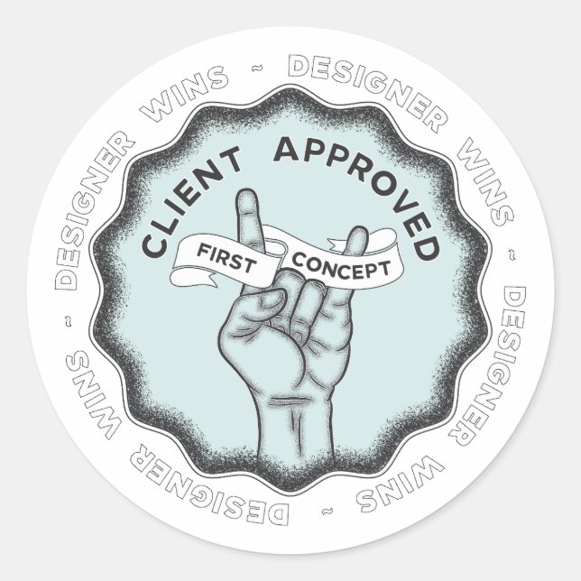 Pegatina Redonda El diseñador gana #1 (Anverso)