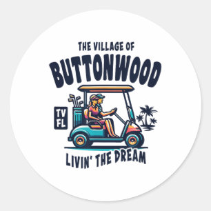 Pegatina Redonda El diseño de carritos de golf de The Village Of Bu