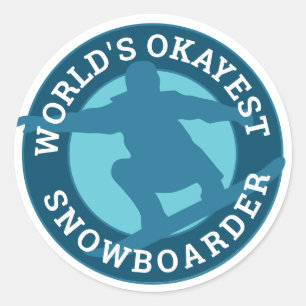 Pegatina Redonda El diseño personalizado humorístico de la Snowboar