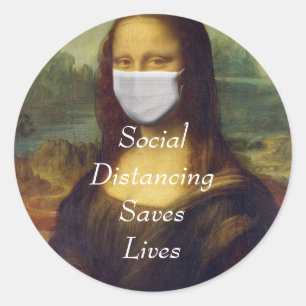 Pegatina Redonda el distanciamiento social salva vidas