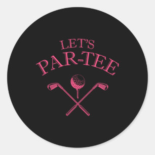 Pegatina Redonda El divertido amante del golf Par-tee Vamos Par Tee