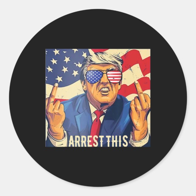 Pegatina Redonda El Divertido Arresto De Trump Este 4 De Julio De 2 (Anverso)