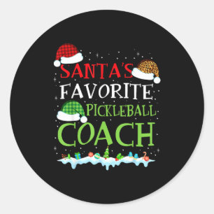 Pegatina Redonda El divertido coach de pickleball favorito de Santa