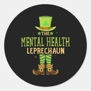 Pegatina Redonda El Divertido De Leprechaun De Salud Mental Coincid