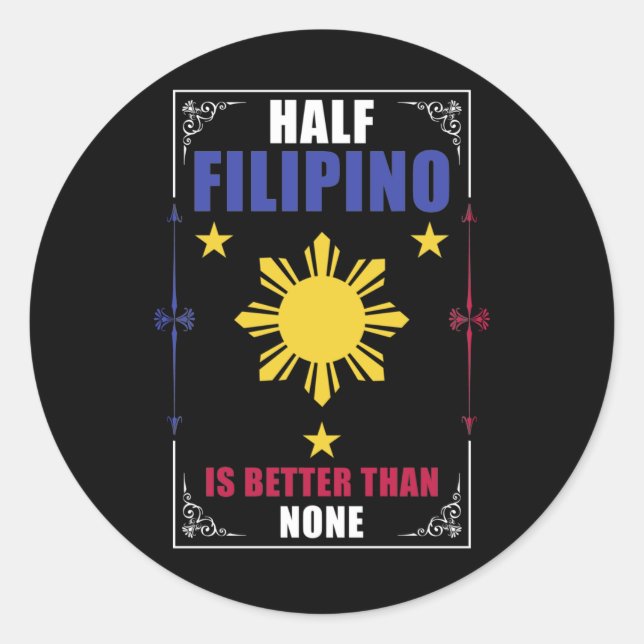 Pegatina Redonda El divertido filipino-estadounidense Filipinas Pin (Anverso)