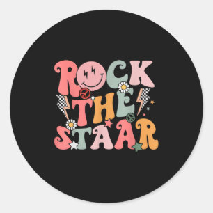 Pegatina Redonda El divertido Groovy Testing Day Rock The Staar Mot