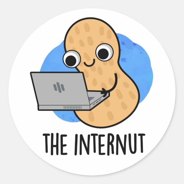 Pegatina Redonda El divertido juego de maní de internet de Internut (Anverso)