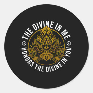 Pegatina Redonda El Divino En Mí Mensaje Positivo Espiritual Yoga M