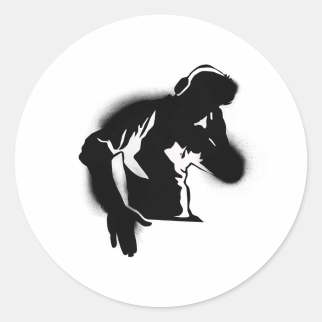 Pegatina Redonda El DJ (Anverso)