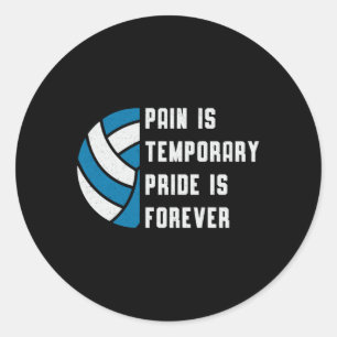 Pegatina Redonda El Dolor De Voleibol Es Temporal Jugador De Retro 
