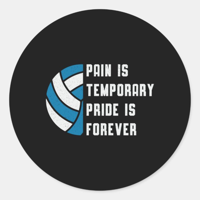 Pegatina Redonda El Dolor De Voleibol Es Temporal Jugador De Retro  (Anverso)