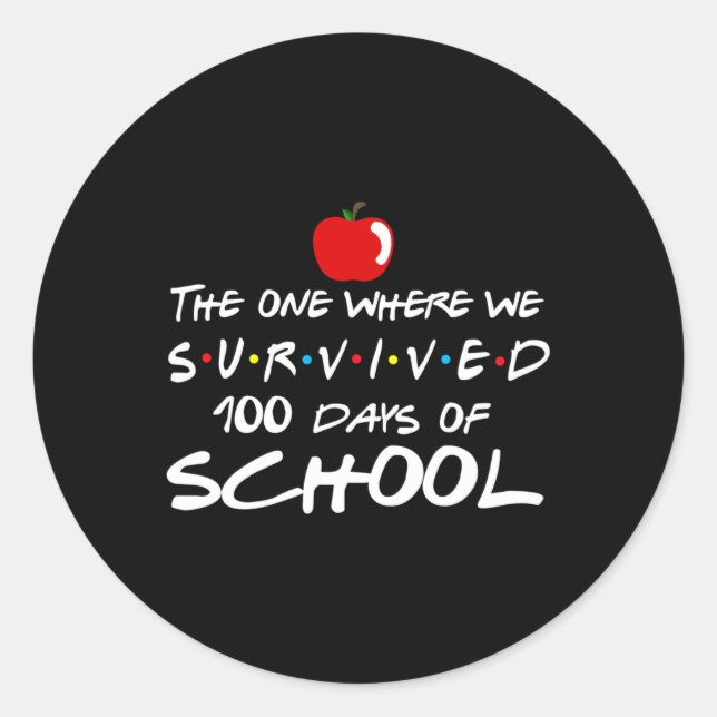 Pegatina Redonda El Donde Sobrevivimos 100 Días De Enseñanza Escola (Anverso)