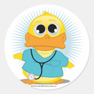 Pegatina Redonda El Dr. Scrubs Duck