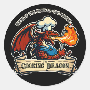 Pegatina Redonda El dragón de la cocina
