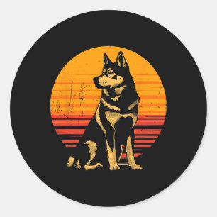 Pegatina Redonda El dueño del perro Retro Husky Regalo del Husky Si