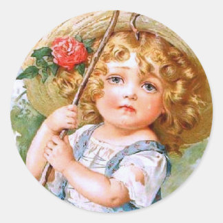 Pegatina Redonda El dulce Chica de verano de Maud Humphrey