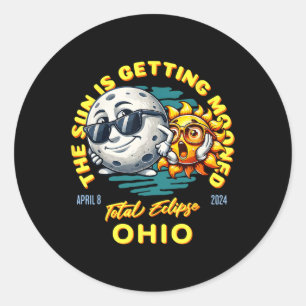 Pegatina Redonda El Eclipse Solar De Ohio El Sol Del 8 De Abril De 
