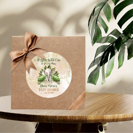 Pegatina Redonda El Elefante Pequeño Y Salvaje Está En Camino De Ba