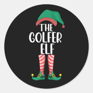Pegatina Redonda El Elfo Golfista Golf Familia Navideña Emparentada