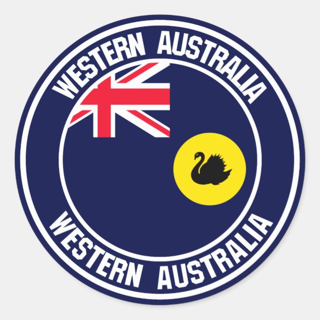 Pegatina Redonda El emblema de Australia Occidental (Anverso)