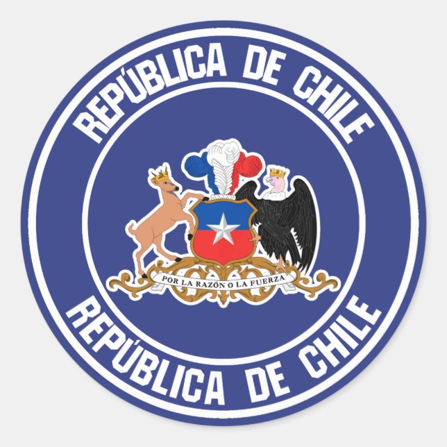 Pegatina Redonda El emblema de Chile (Anverso)