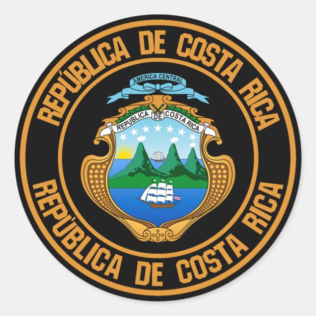 Pegatina Redonda El emblema de Costa Rica (Anverso)