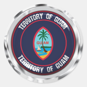 Pegatina Redonda El emblema de Guam Round