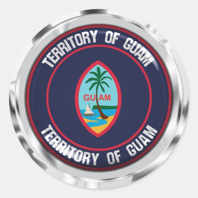Pegatina Redonda El emblema de Guam Round (Anverso)