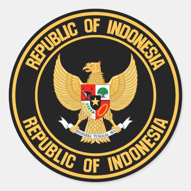 Pegatina Redonda El emblema de Indonesia redonda (Anverso)