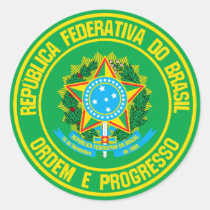 Pegatina Redonda El emblema de la Ronda Brasil