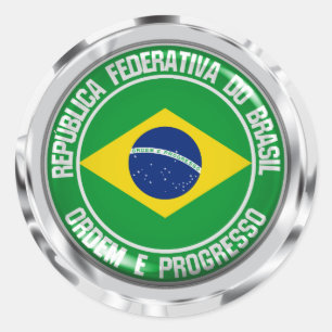 Pegatina Redonda El emblema de la Ronda Brasil