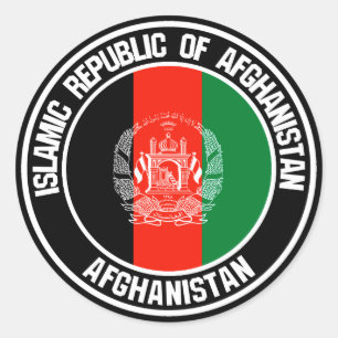 Pegatina Redonda El Emblema de la Ronda de Afganistán
