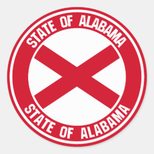 Pegatina Redonda El emblema de la ronda de Alabama