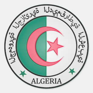 Pegatina Redonda El emblema de la ronda de Argelia