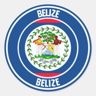 Pegatina Redonda El emblema de la ronda de Belice