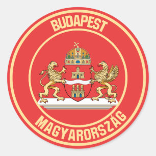Pegatina Redonda El emblema de la ronda de Budapest