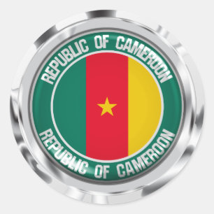 Pegatina Redonda El emblema de la ronda de Camerún